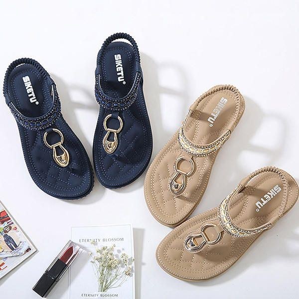 Utomhus Beach Flat Flip Flops Casual Platta Dam Sandaler Skor