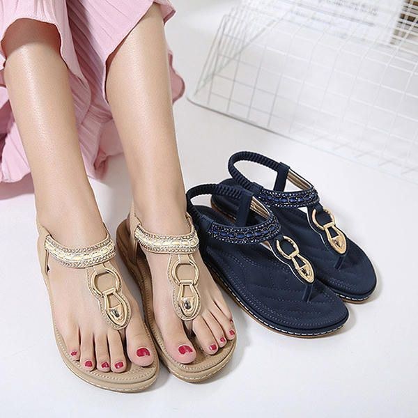 Utomhus Beach Flat Flip Flops Casual Platta Dam Sandaler Skor