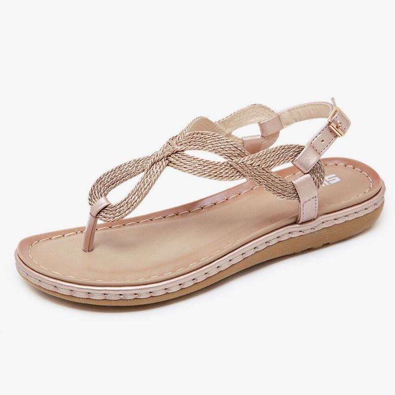 Women Weave Clip Toe Spänne Mjuk Sula Casual Summer Beach Flat Sandaler