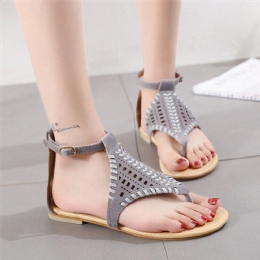 Women Weave Hollow Out Clip Toe Spänne Causal Summer Beach Flat Sandaler