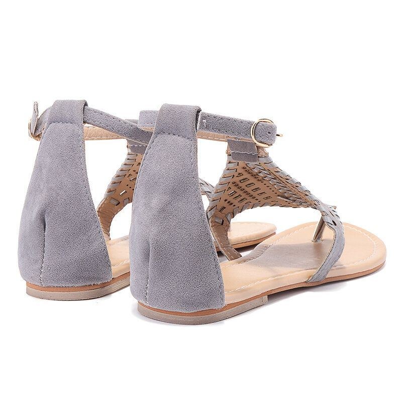 Women Weave Hollow Out Clip Toe Spänne Causal Summer Beach Flat Sandaler