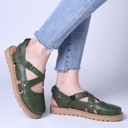 Women Wide Fit Comgy Cross Buckle Strap Closed Toe Sandaler