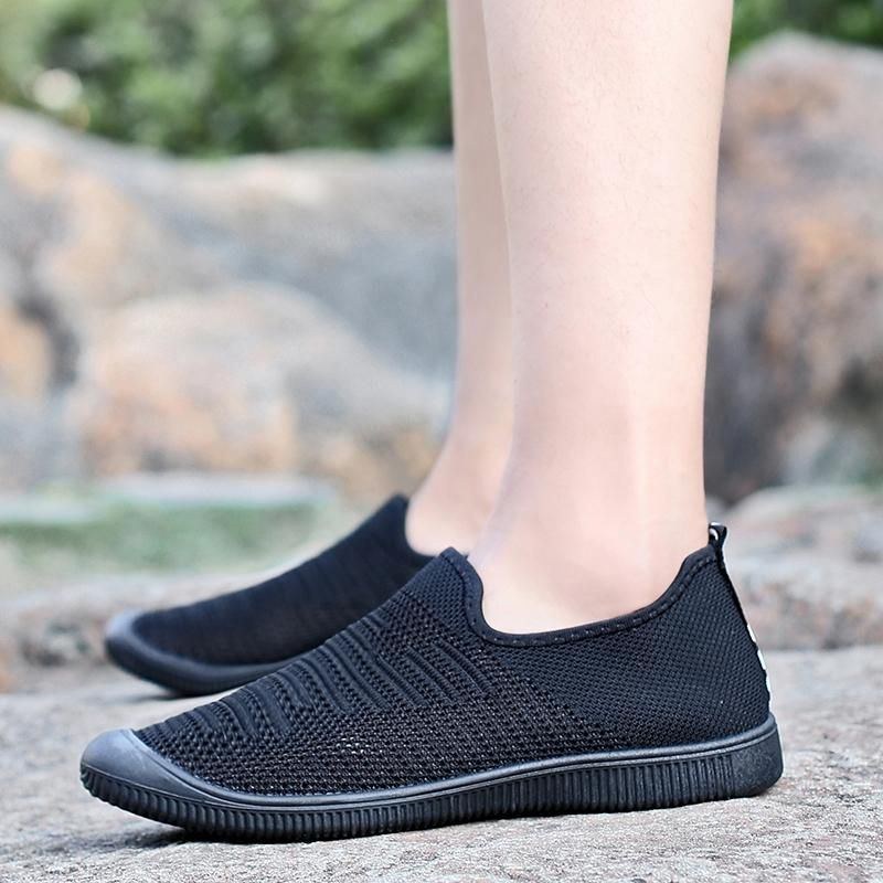 Herr Andas Stickade Mesh Casual Flat Sneakers