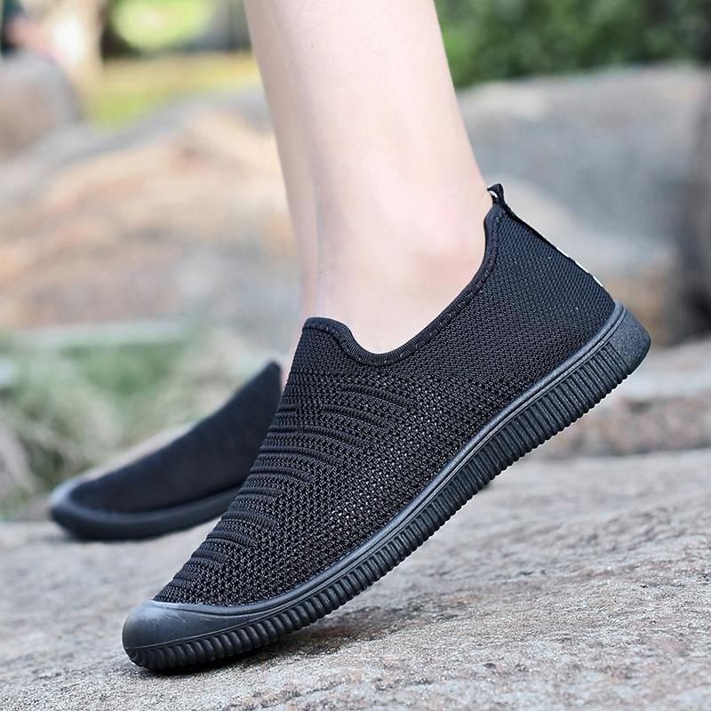 Herr Andas Stickade Mesh Casual Flat Sneakers