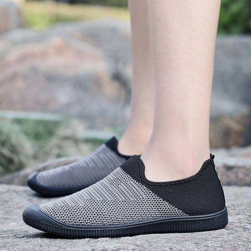 Herr Andas Stickade Mesh Casual Flat Sneakers