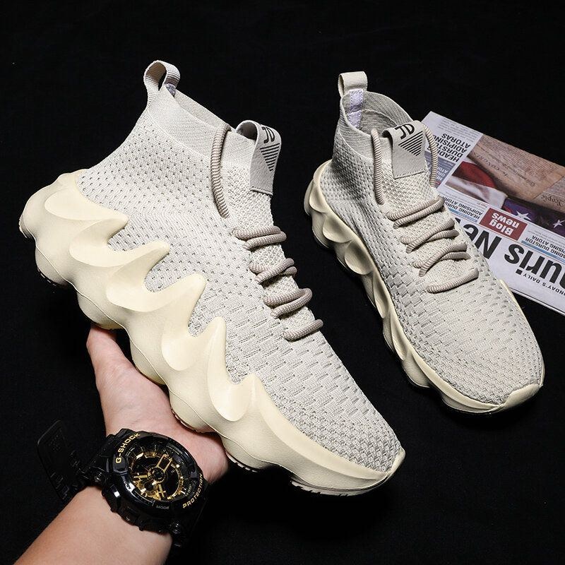 Herr Andas Tyg Mjuk Sula Halkfri Sportplattform Casual Chunky Sneakers