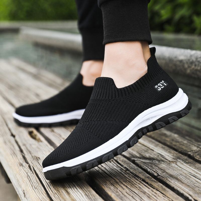 Herr Andningsbart Tyg Halkfritt Bekväma Slip On Casual Walking Skor