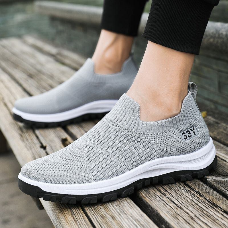 Herr Andningsbart Tyg Halkfritt Bekväma Slip On Casual Walking Skor