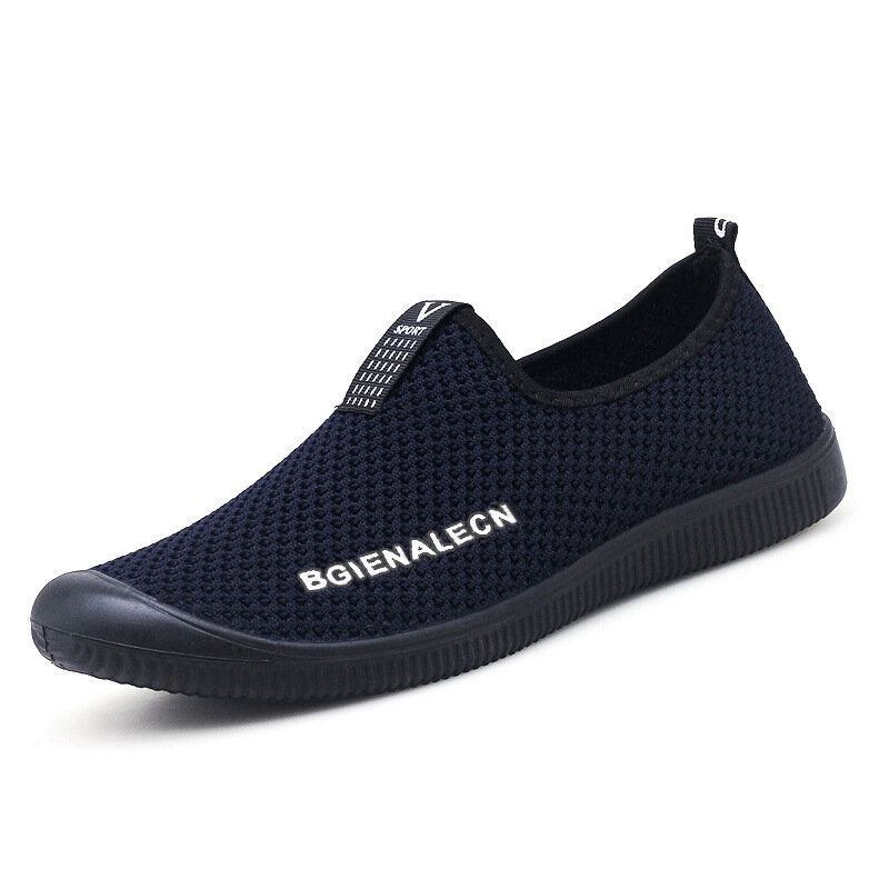 Herr Bekväma Mjukt Andas Mesh Tyg Slip On Casual Walking Sneakers