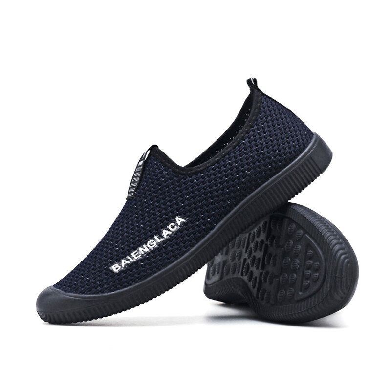 Herr Bekväma Mjukt Andas Mesh Tyg Slip On Casual Walking Sneakers