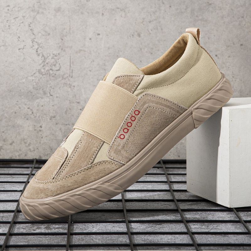 Herr Canvas Andas Mjuk Sula Bekväm Slip On Bris Ren Färg Casual Court Skor