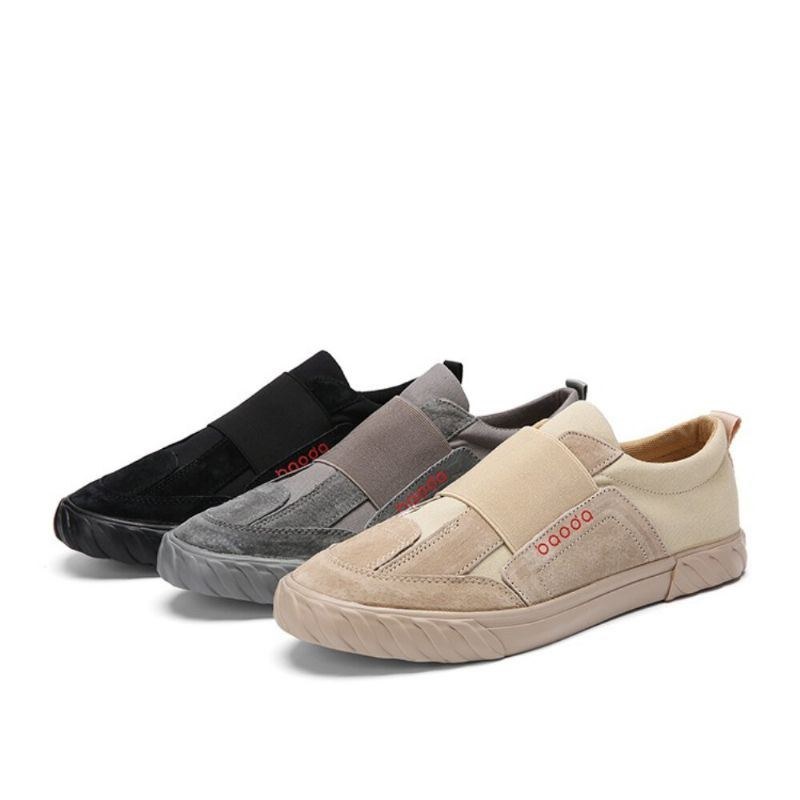 Herr Canvas Andas Mjuk Sula Bekväm Slip On Bris Ren Färg Casual Court Skor