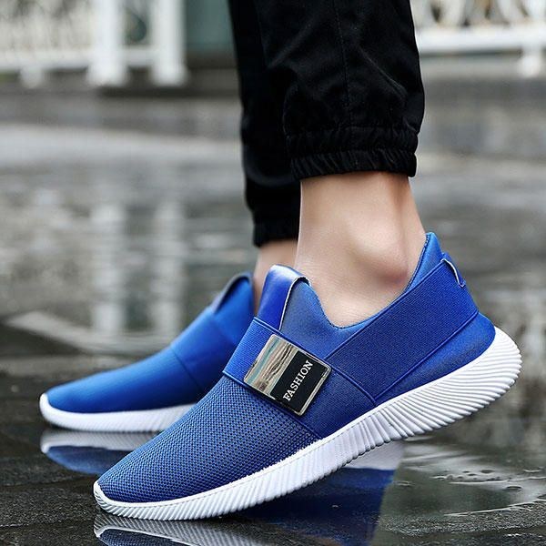 Herr Casual Tyg Elastiska Slip On Athletic Sneakers Sportskor