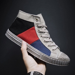 Herr Colorblock Canvas High Top Snöra Sport Casual Trainers