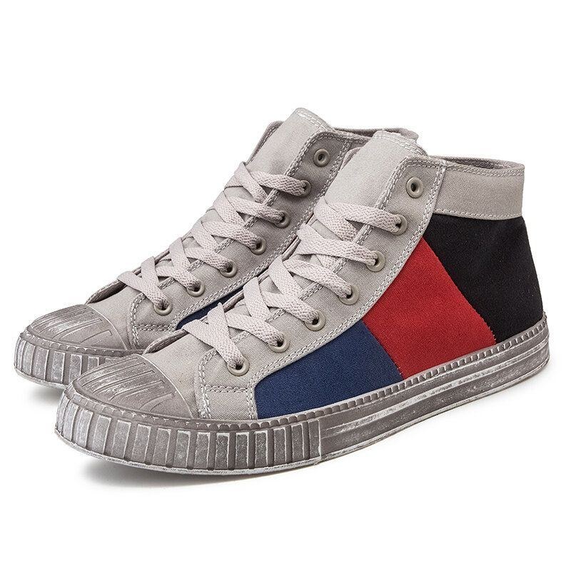 Herr Colorblock Canvas High Top Snöra Sport Casual Trainers