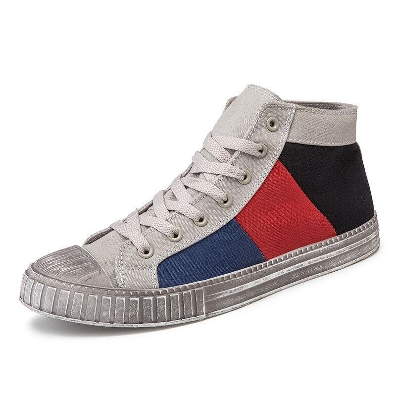 Herr Colorblock Canvas High Top Snöra Sport Casual Trainers