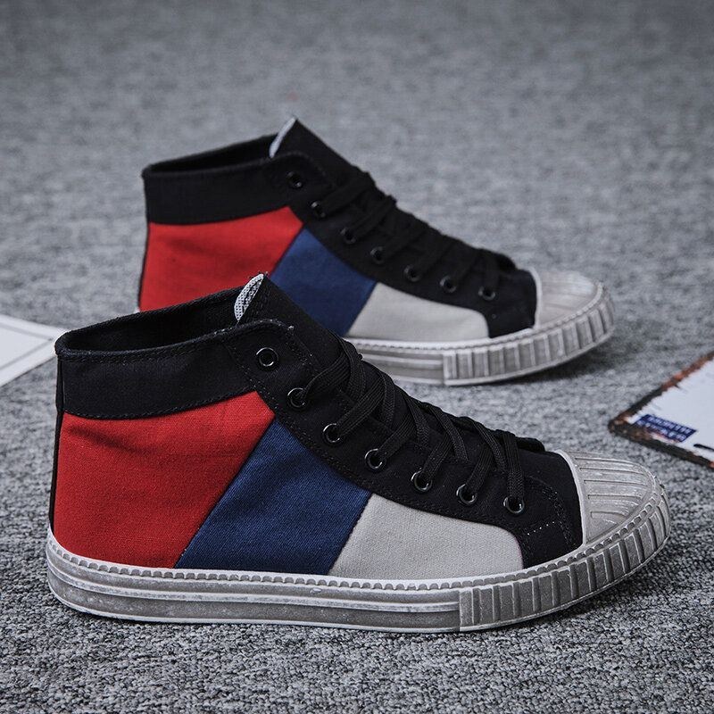 Herr Colorblock Canvas High Top Snöra Sport Casual Trainers