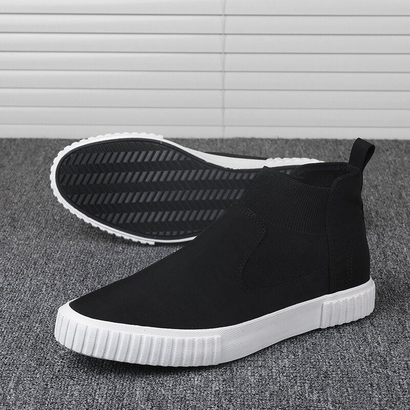 Herr Comfy Andas Canvas Elastiska Slip On High Top Casual Sneakers