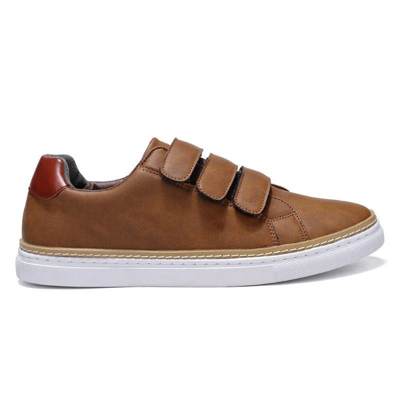 Herr Microfiber Läder Halkfri Krokögla Mjuka Casual Sneakers