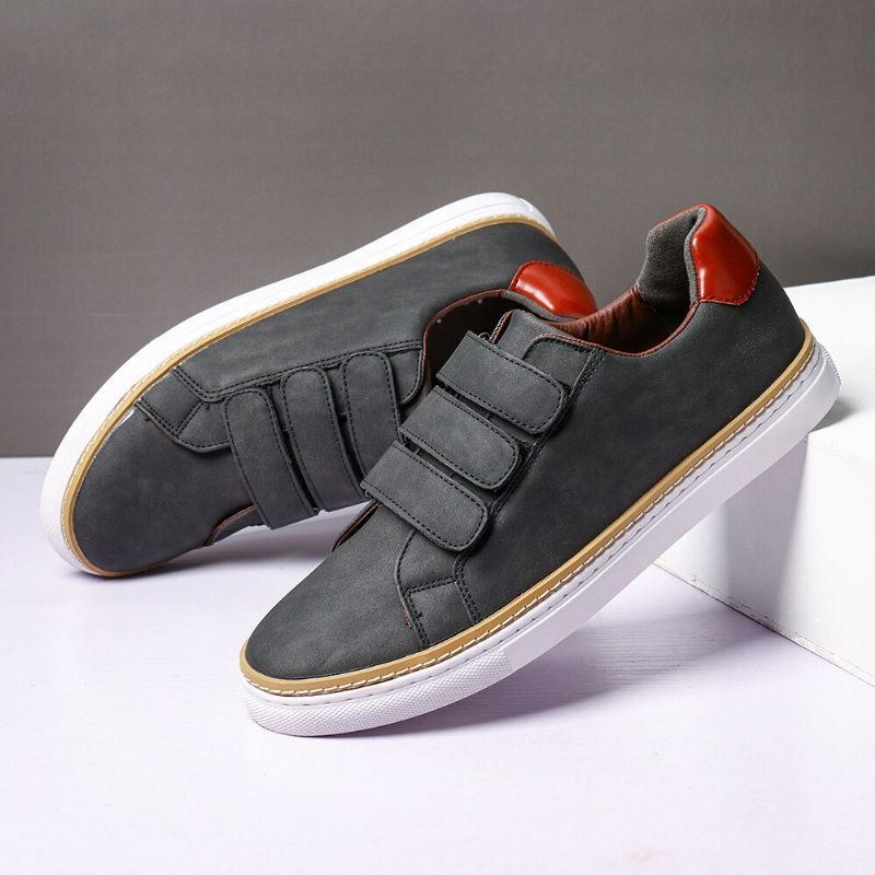 Herr Microfiber Läder Halkfri Krokögla Mjuka Casual Sneakers