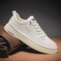 Herr Microfiber Letter Mönster Bekväma Casual Board Skor Sneakers