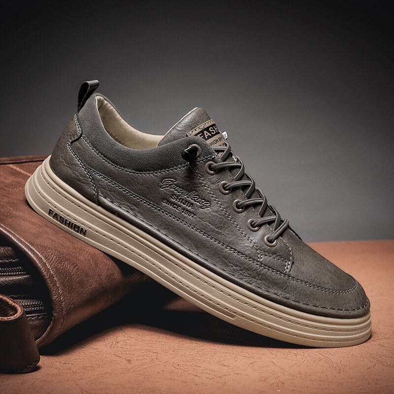 Herr Microfiber Letter Mönster Bekväma Casual Board Skor Sneakers