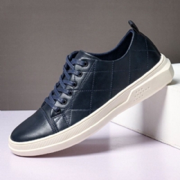 Herr Pure Color Microfiber Läder Halkfri Mjuk Sula Casual Sneakers