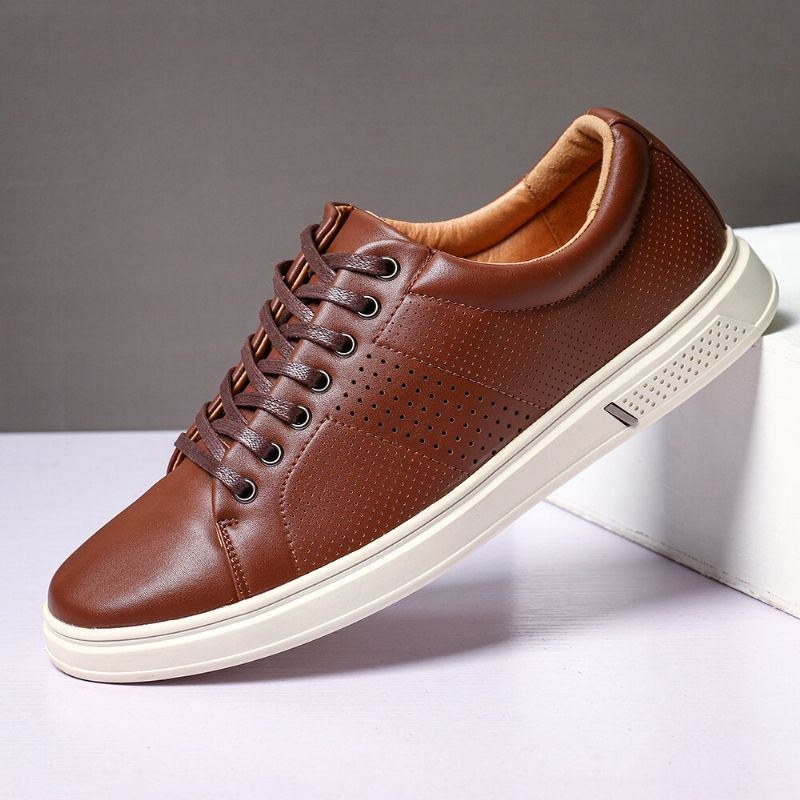 Herr Pure Color Skate Skor Andas Mjuk Sula Sports Leather Sneakers