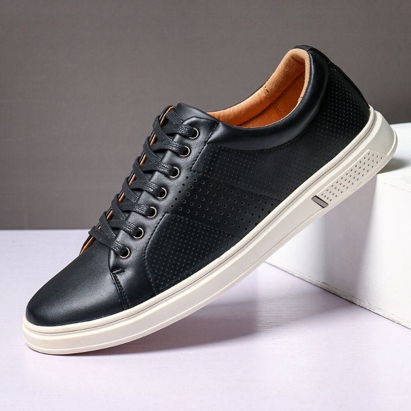 Herr Pure Color Skate Skor Andas Mjuk Sula Sports Leather Sneakers