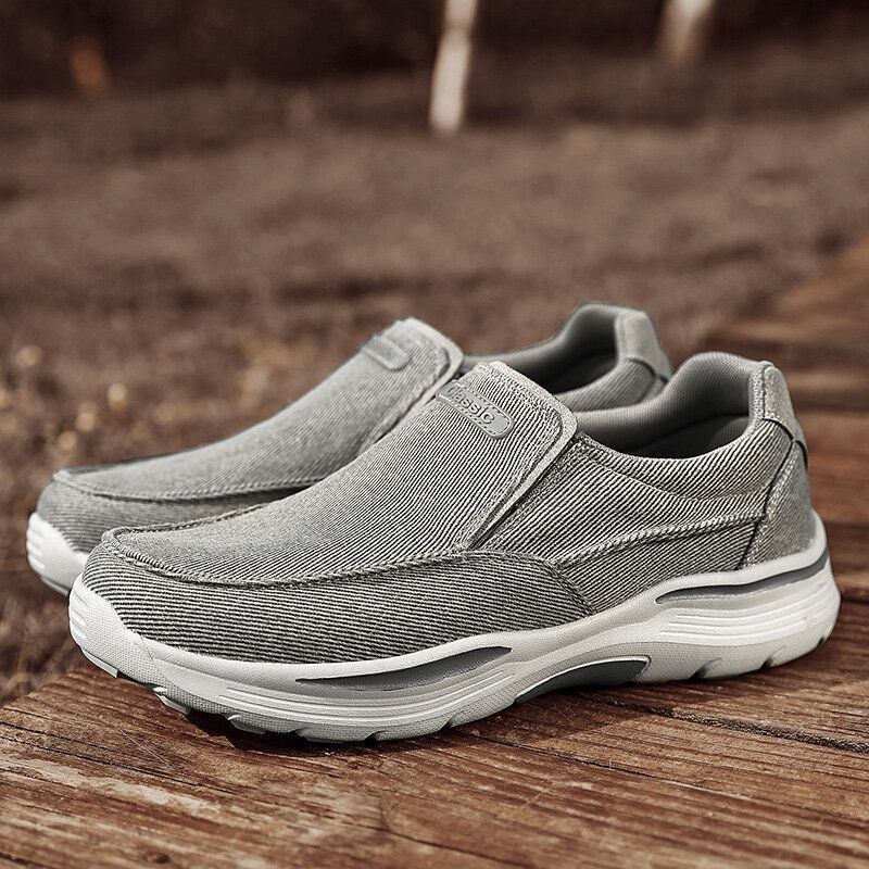 Herr Sport Lättviktsplattform Bekväma Slip On Casual Denim Sneakers