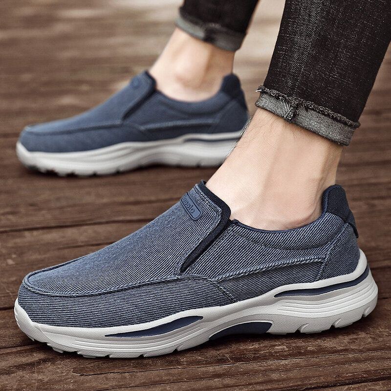 Herr Sport Lättviktsplattform Bekväma Slip On Casual Denim Sneakers