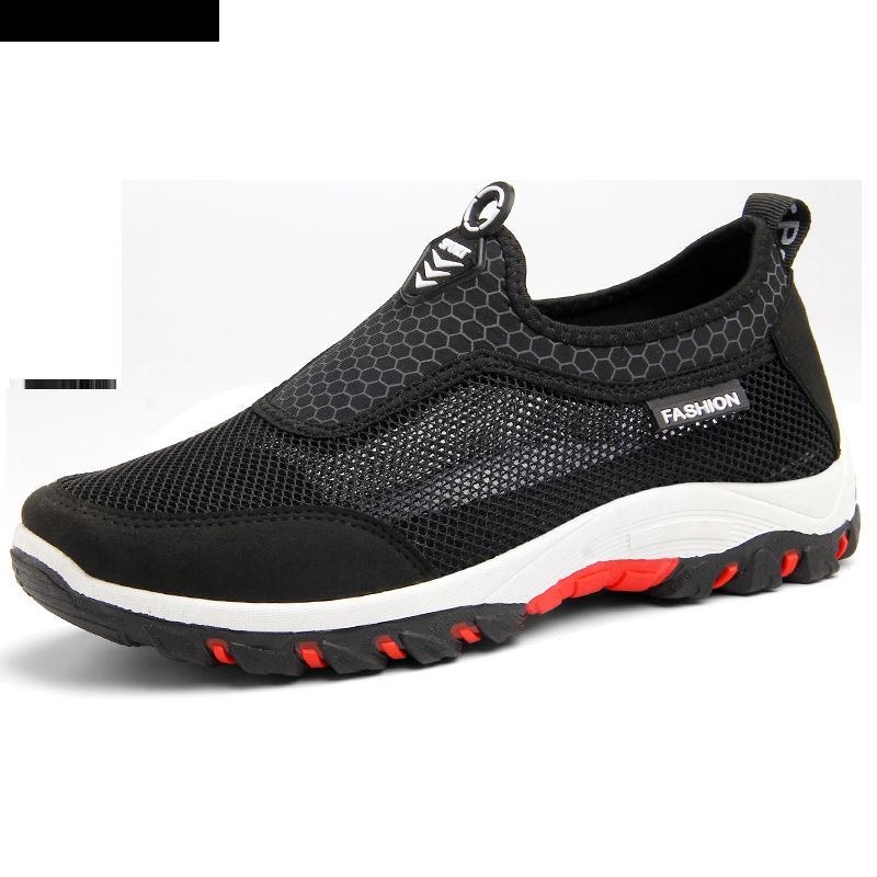 Herr Sport Skarvning Mesh Tyg Andas Slip On Casual Walking Skor