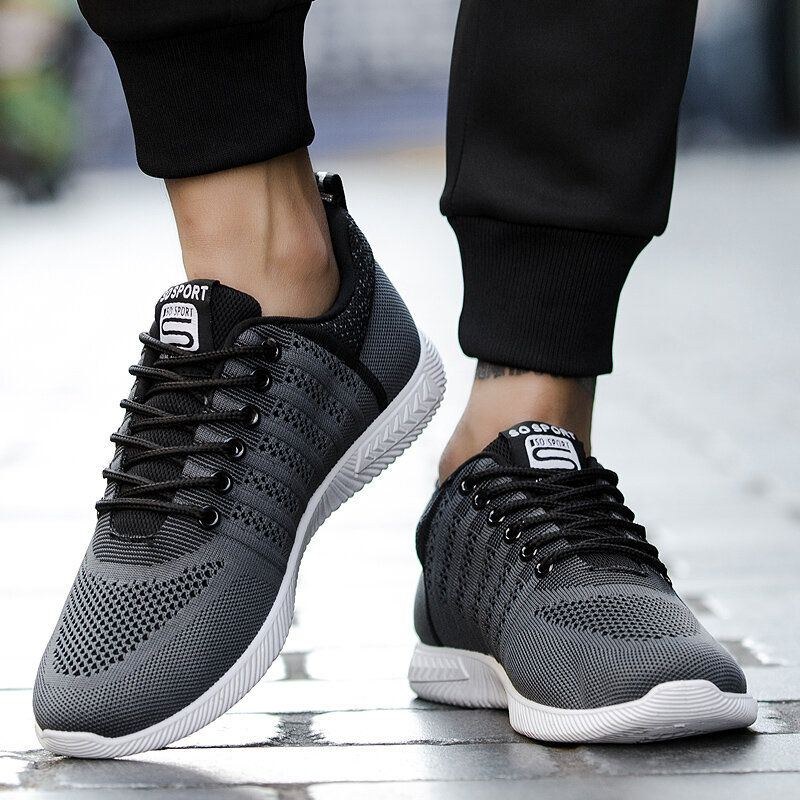 Herr Sport Stickat Tyg Andas Casual Löparsneakers