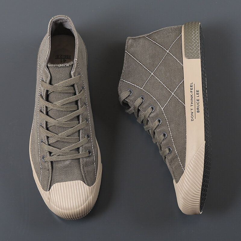 Herr Stitching High Top Andas Canvas Skor Casual Court Sneakers