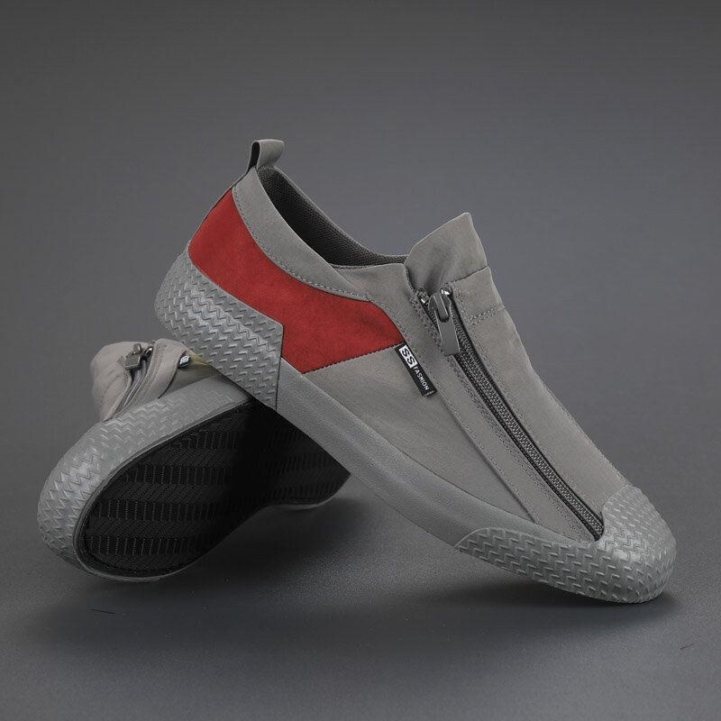 Men Colorblock Comfy Andas Dragkedja Casual Canvas Sneakers