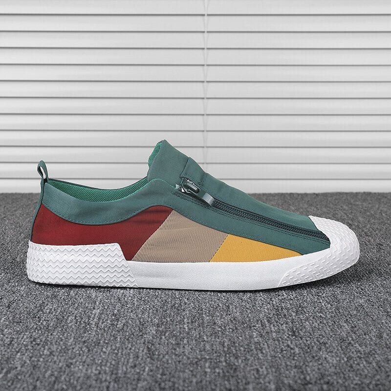 Men Colorblock Comfy Andas Dragkedja Casual Canvas Sneakers