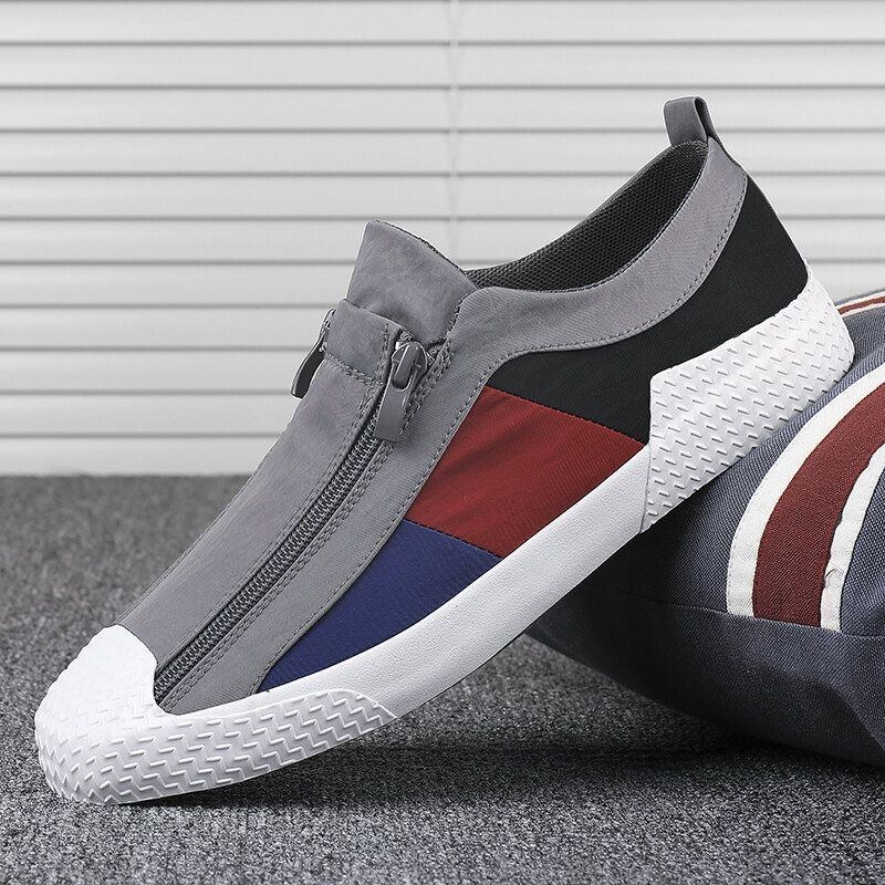 Men Colorblock Comfy Andas Dragkedja Casual Canvas Sneakers