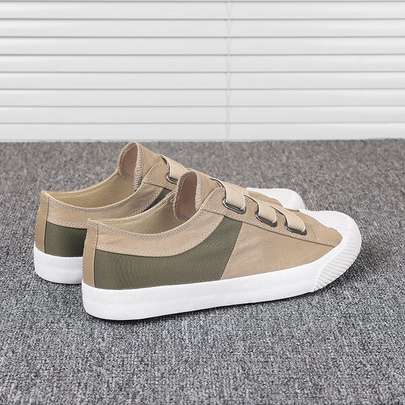 Men Colorblock Comfy Andas Elastiskt Band Slip On Casual Daily Canvas Sneakers