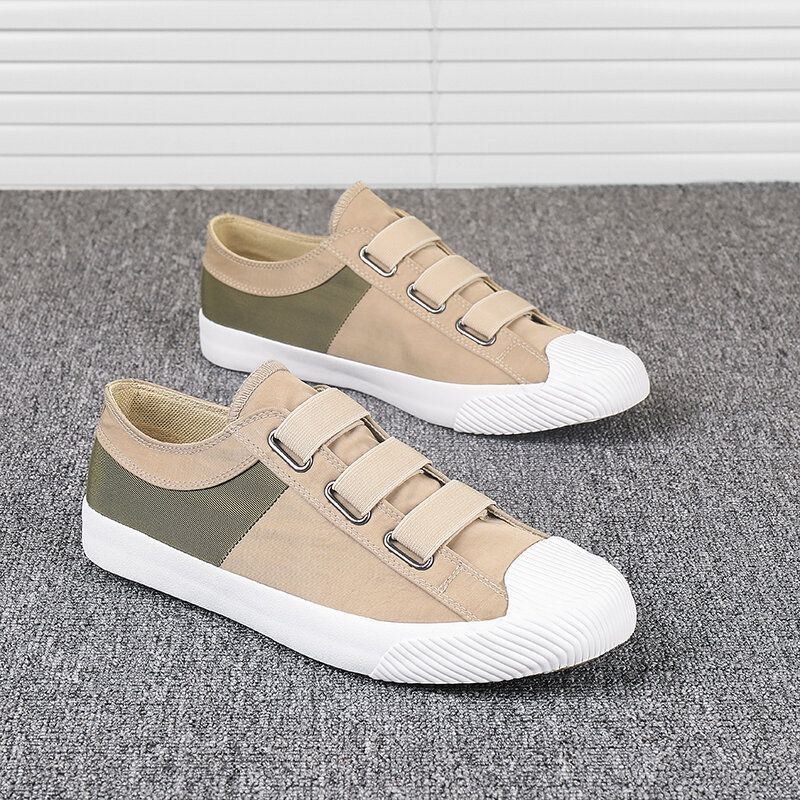 Men Colorblock Comfy Andas Elastiskt Band Slip On Casual Daily Canvas Sneakers