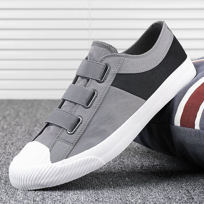 Men Colorblock Comfy Andas Elastiskt Band Slip On Casual Daily Canvas Sneakers