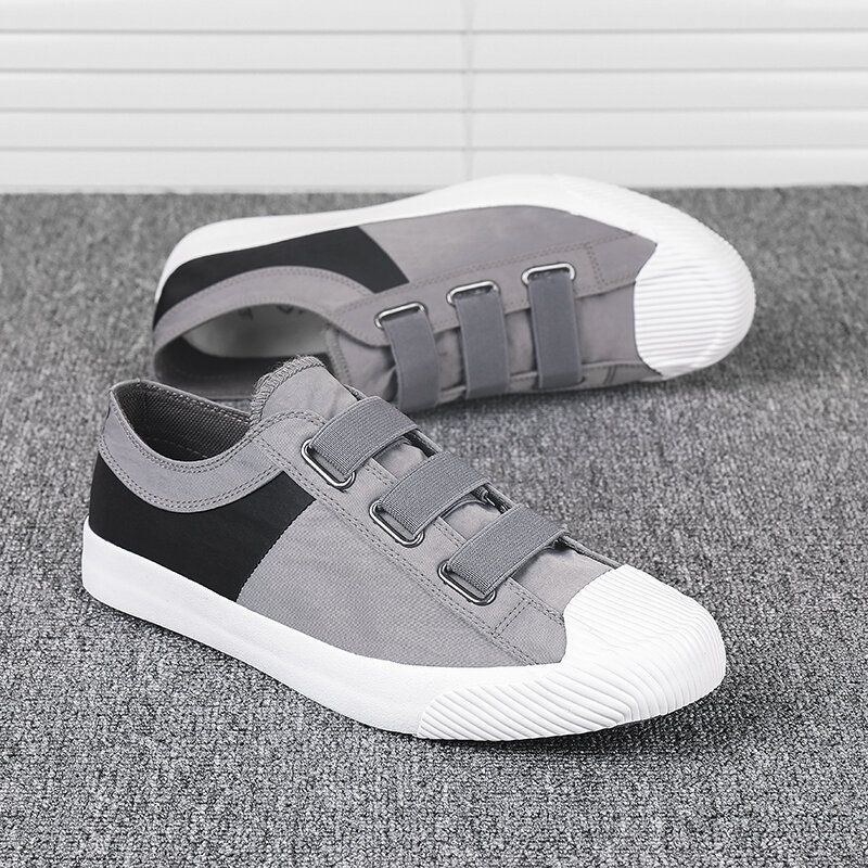 Men Colorblock Comfy Andas Elastiskt Band Slip On Casual Daily Canvas Sneakers