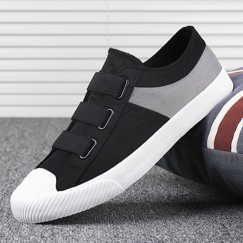 Men Colorblock Comfy Andas Elastiskt Band Slip On Casual Daily Canvas Sneakers