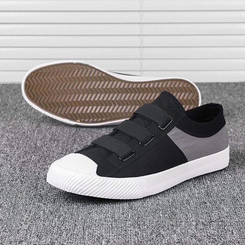 Men Colorblock Comfy Andas Elastiskt Band Slip On Casual Daily Canvas Sneakers