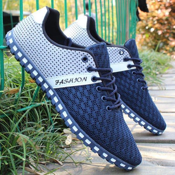 Stor Storlek Män Mesh Andas Casual Outdoor Canvas Flat Sneakers