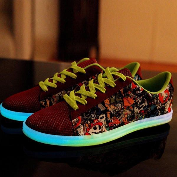 Unisex Luminous Sneakers Mänster Matchande Sneakers Rund Toe Par Light Up Sneakers