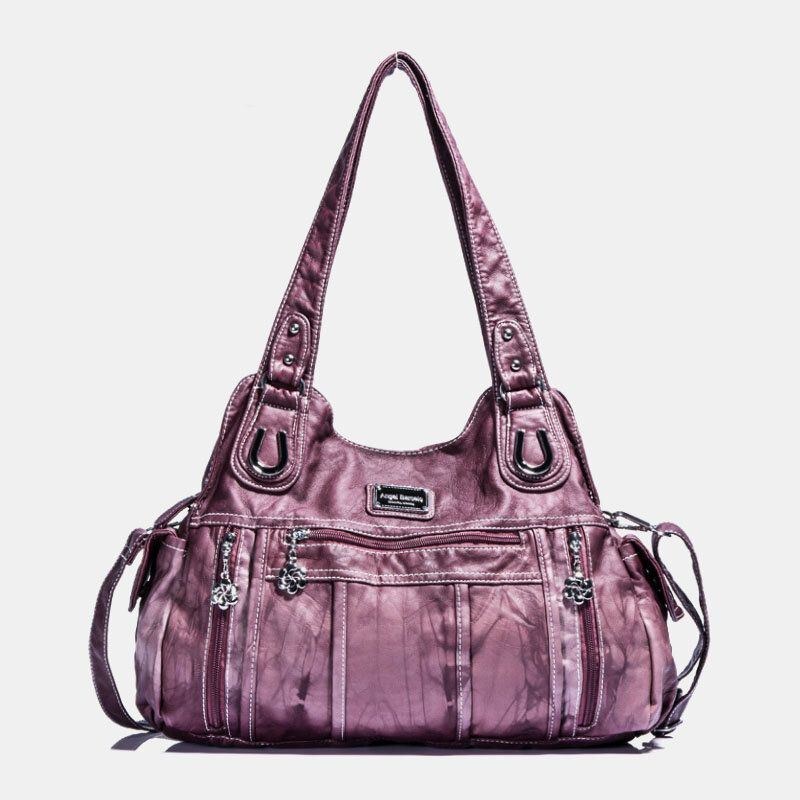 Angel Kiss Dam Pu Läder Multi-carry Enfärgad Crossbody-väska Axelväska Tote Handväska