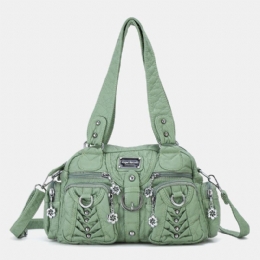 Angel Kiss Kvinnor Pu Läder Multi-carry Enfärgad Mode Casual Axelväska Crossbody Bag Handväska