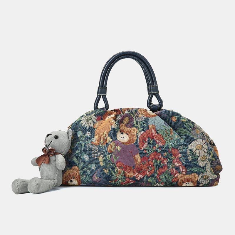 Dam Bear Mönster Casual Handväska Crossbody-väska