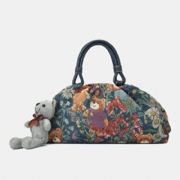 Dam Bear Mönster Casual Handväska Crossbody-väska