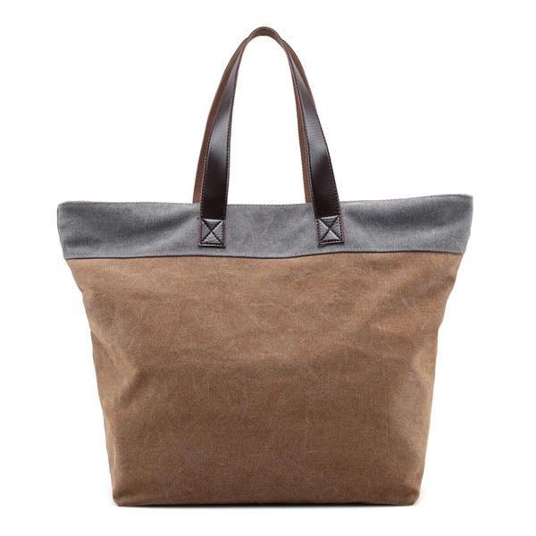 Dam Canvas Hit Color Tote Bag Casual Handväska Axelväska